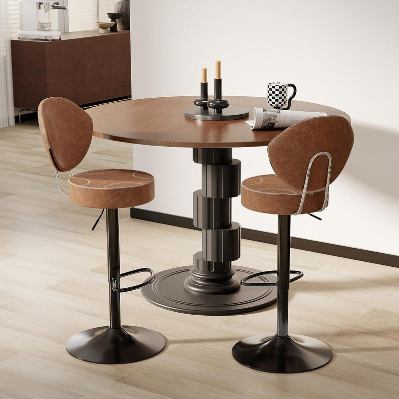 Bar Stools Faux Leather Breakfast (Set of 2)