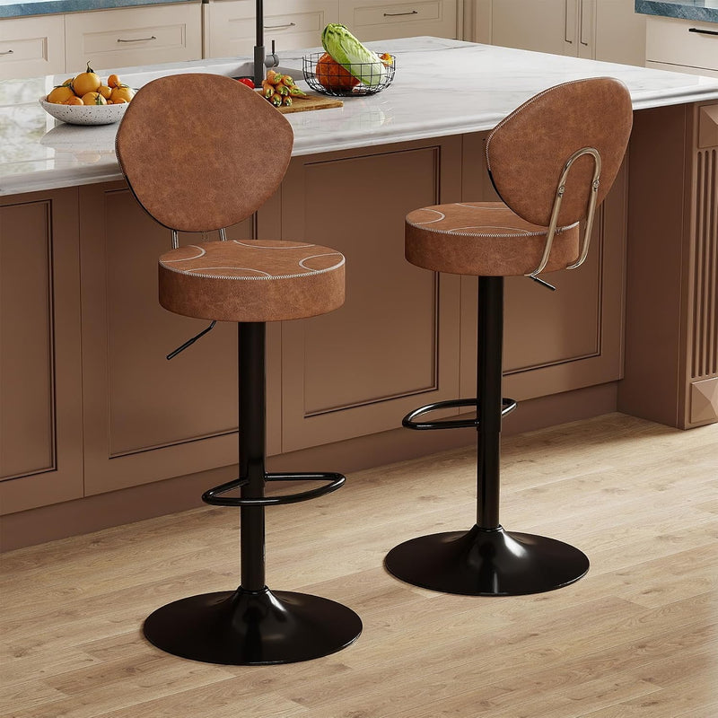 Bar Stools Faux Leather Breakfast (Set of 2)