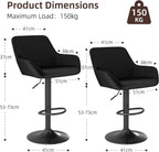 Bar Stools Height Adjustable Swivel Barstools (Set of 2)