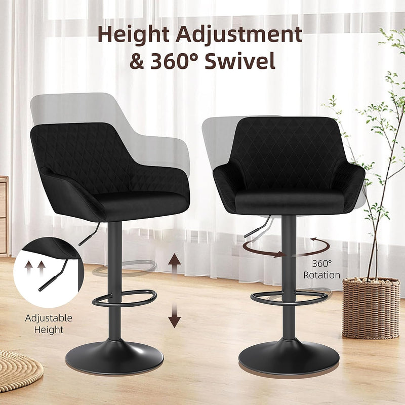 Bar Stools Height Adjustable Swivel Barstools (Set of 2)