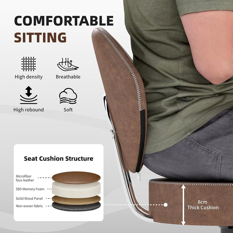 Bar Stools Faux Leather Breakfast (Set of 3)