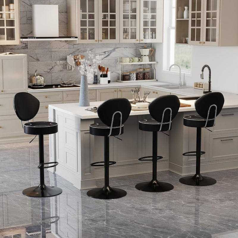 Bar Stools Faux Leather Breakfast (Set of 3)