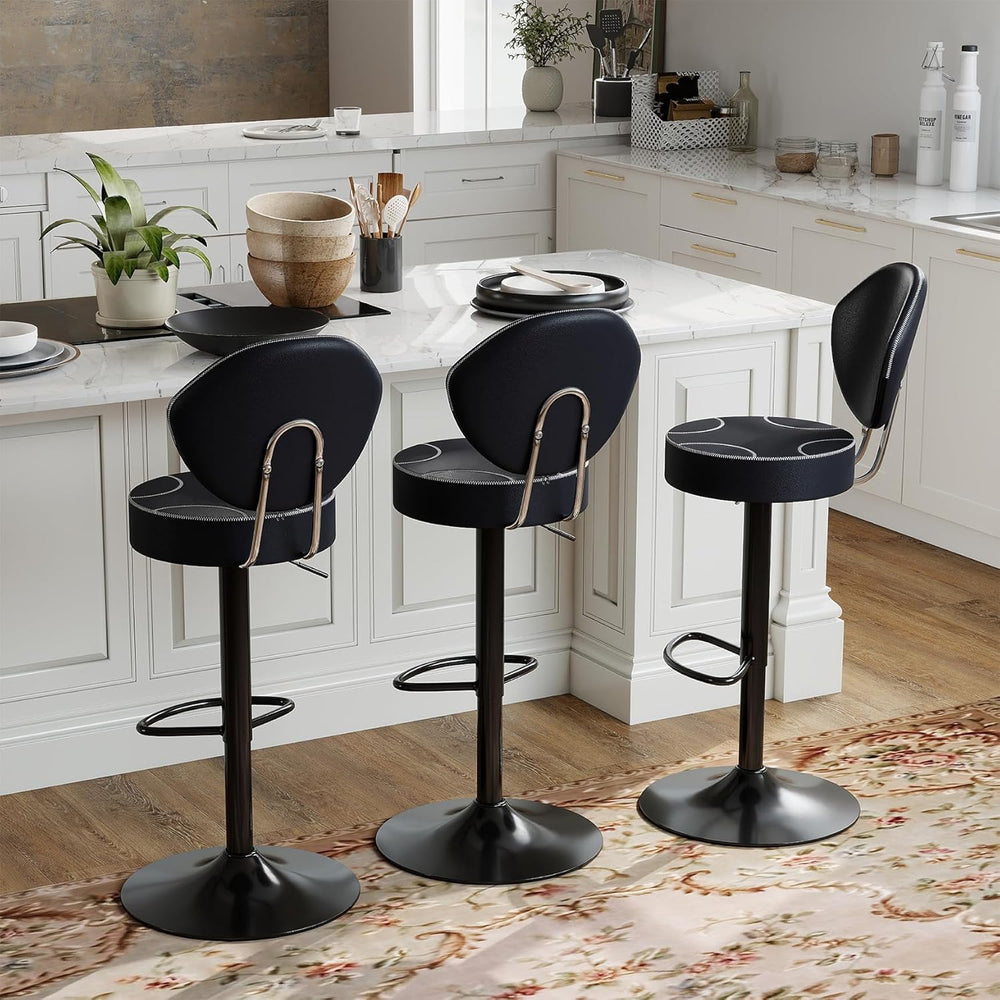 Bar Stools Faux Leather Breakfast (Set of 3)
