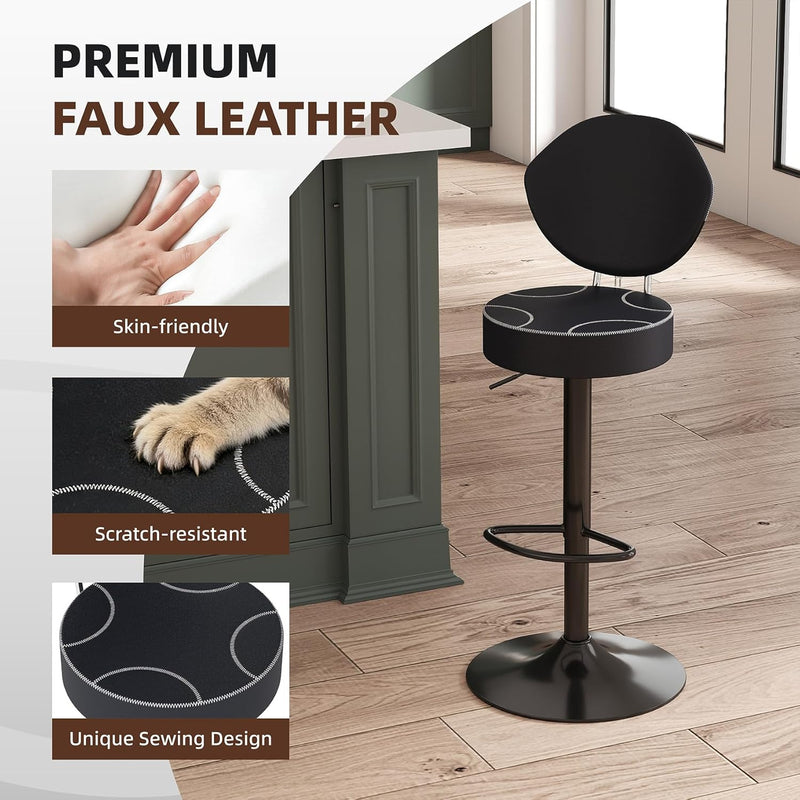 Bar Stools Faux Leather Breakfast (Set of 3)