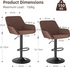Bar Stools Height Adjustable Swivel Barstools (Set of 2)