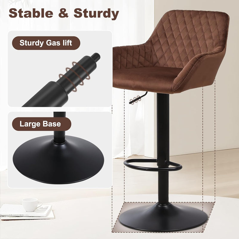 Bar Stools Height Adjustable Swivel Barstools (Set of 2)