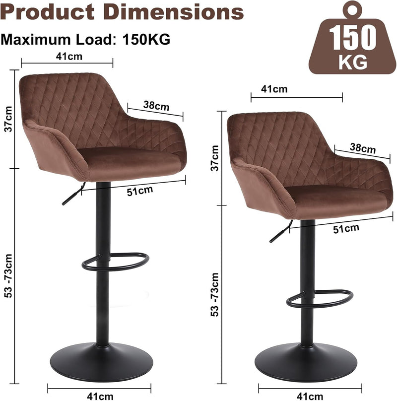 Bar Stools Height Adjustable Swivel Barstools (Set of 2)
