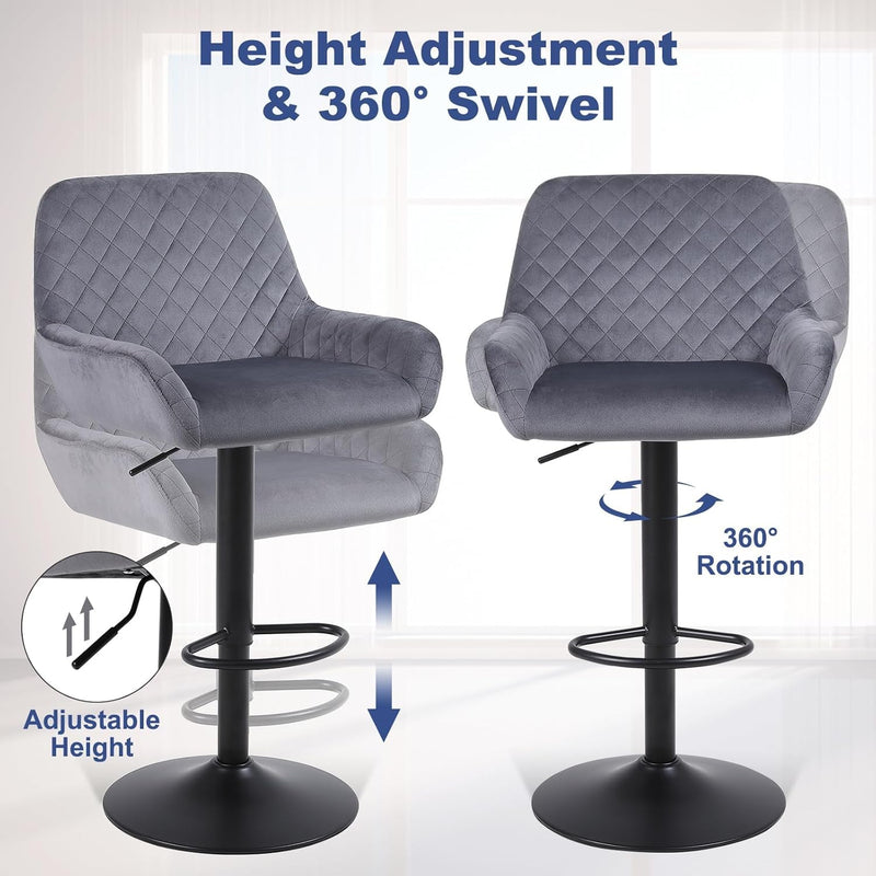 Bar Stools Height Adjustable Swivel Barstools (Set of 2)