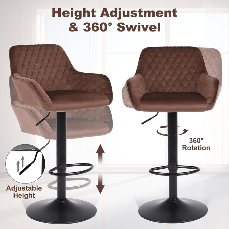 Bar Stools Height Adjustable Swivel Barstools (Set of 2)