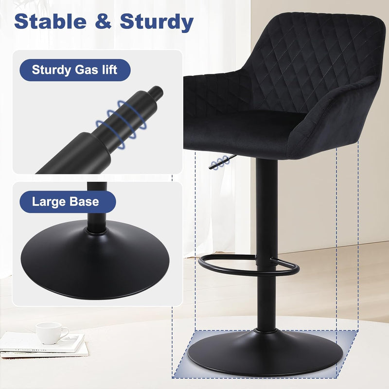 Bar Stools Height Adjustable Swivel Barstools (Set of 2)
