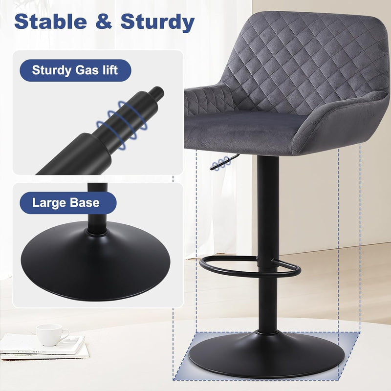 Bar Stools Height Adjustable Swivel Barstools (Set of 2)