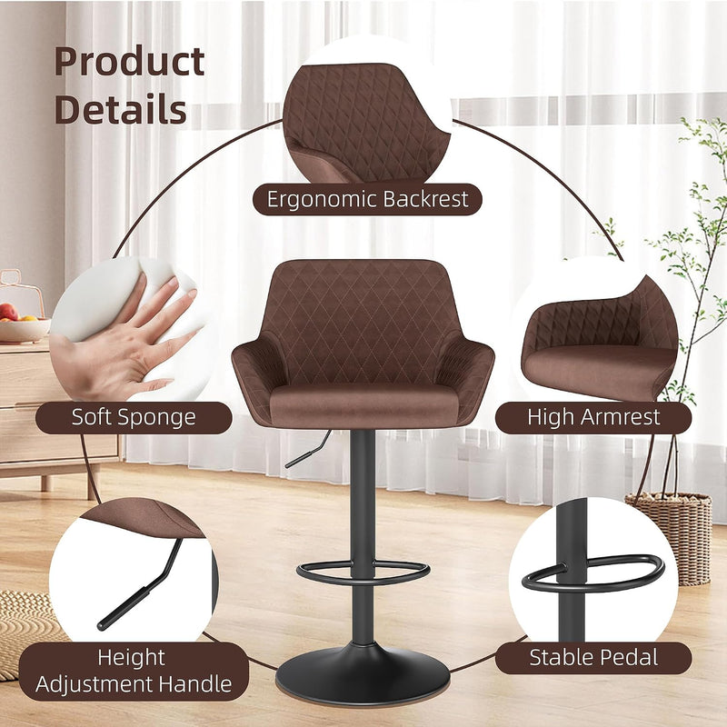 Bar Stools Height Adjustable Swivel Barstools (Set of 2)