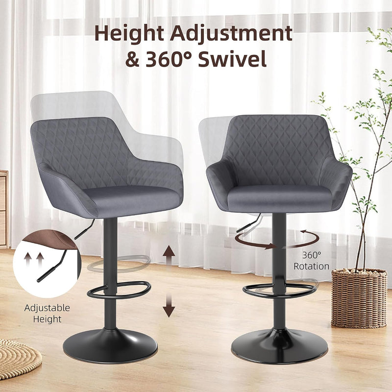 Bar Stools Height Adjustable Swivel Barstools (Set of 2)