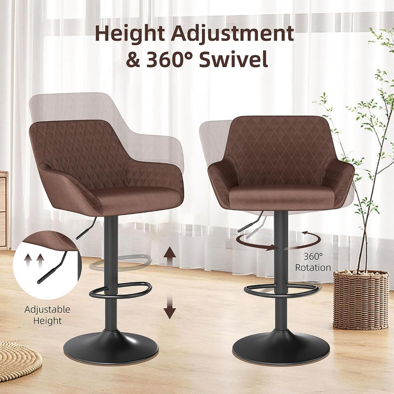Bar Stools Height Adjustable Swivel Barstools (Set of 2)