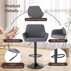 Bar Stools Height Adjustable Swivel Barstools (Set of 2)