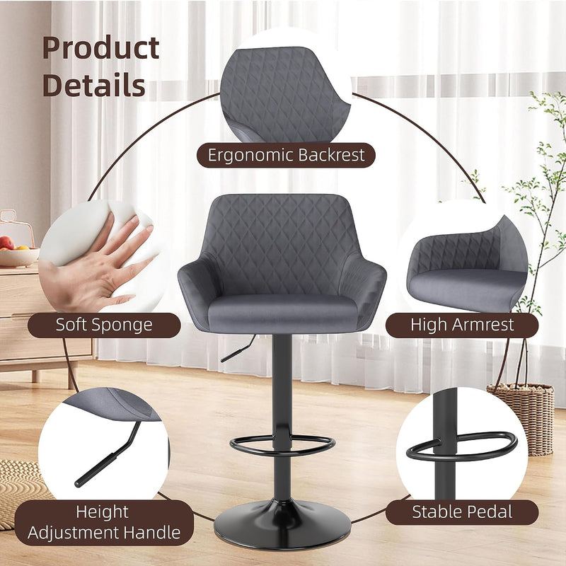 Bar Stools Height Adjustable Swivel Barstools (Set of 2)