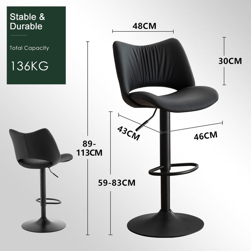Bar Stools Modern Breakfast Barstools with Open Backrest (Set of 2)