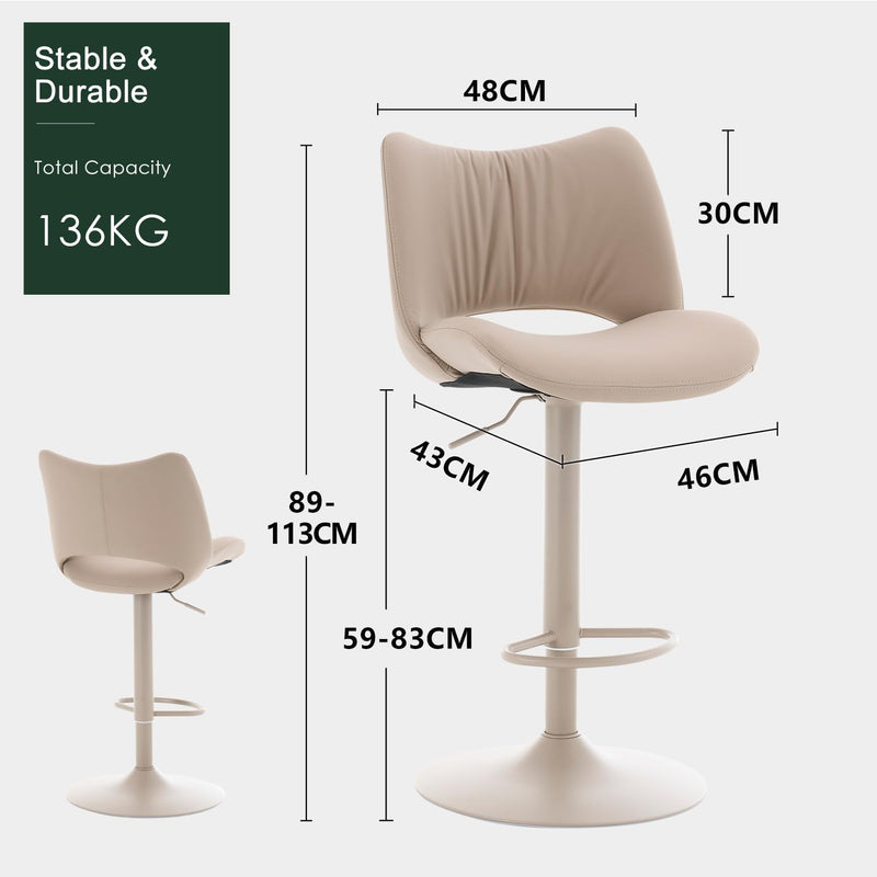 Bar Stools Modern Breakfast Barstools with Open Backrest (Set of 2)