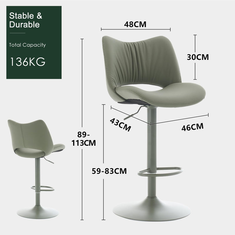Bar Stools Modern Breakfast Barstools with Open Backrest (Set of 2)