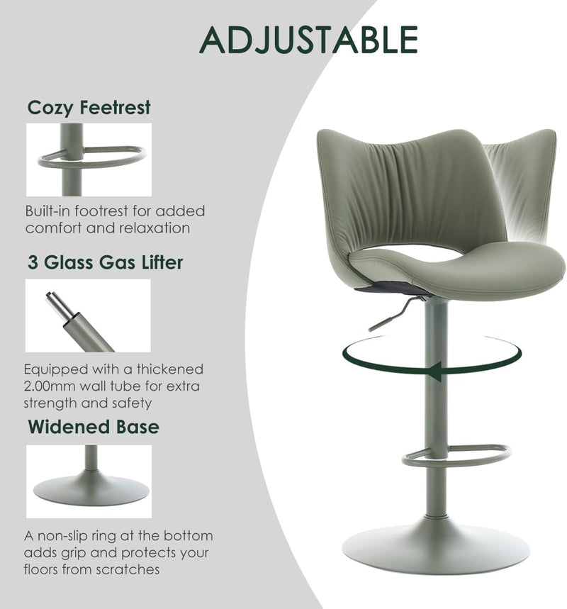Bar Stools Modern Breakfast Barstools with Open Backrest (Set of 2)