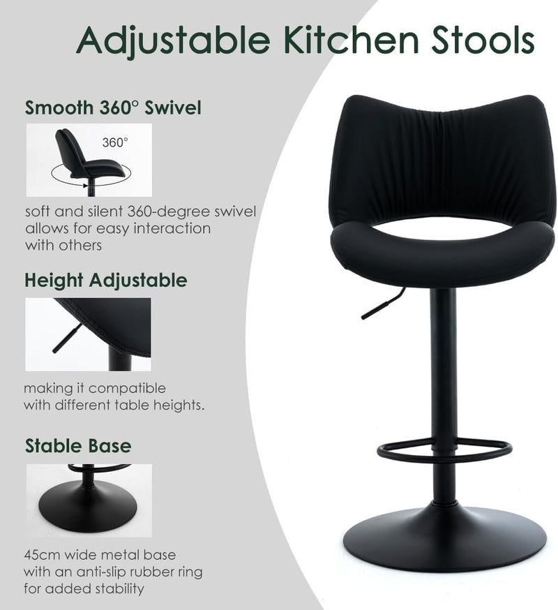 Bar Stools Modern Breakfast Barstools with Open Backrest (Set of 2)