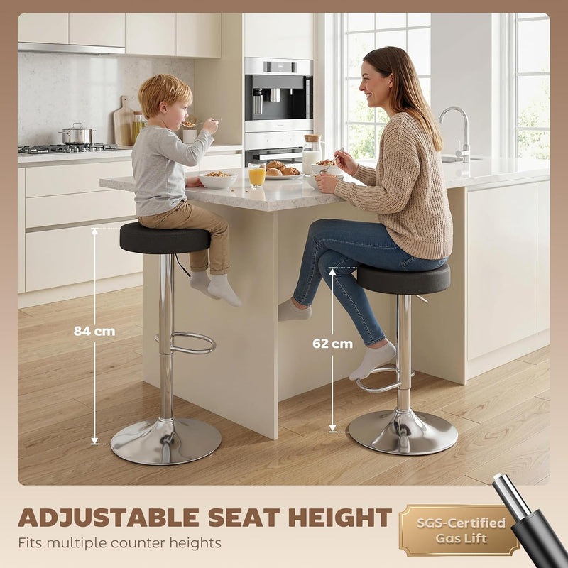 Bar Stools Modern PU Leather Swivel Height Adjustable (Set of 2)