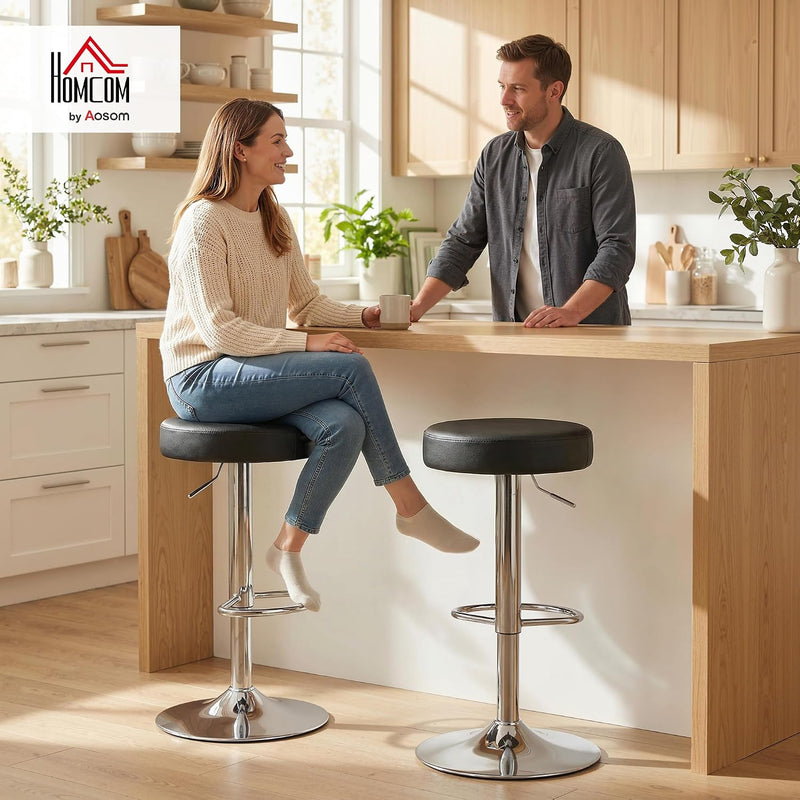 Bar Stools Modern PU Leather Swivel Height Adjustable (Set of 2)