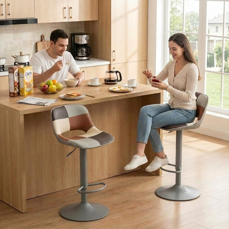 Modern Swivel Bar Stools Adjustable Counter Height (Set of 2)
