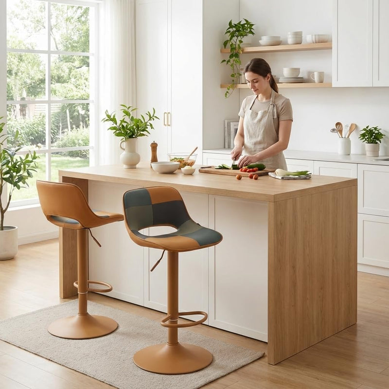 Modern Swivel Bar Stools Adjustable Counter Height (Set of 2)
