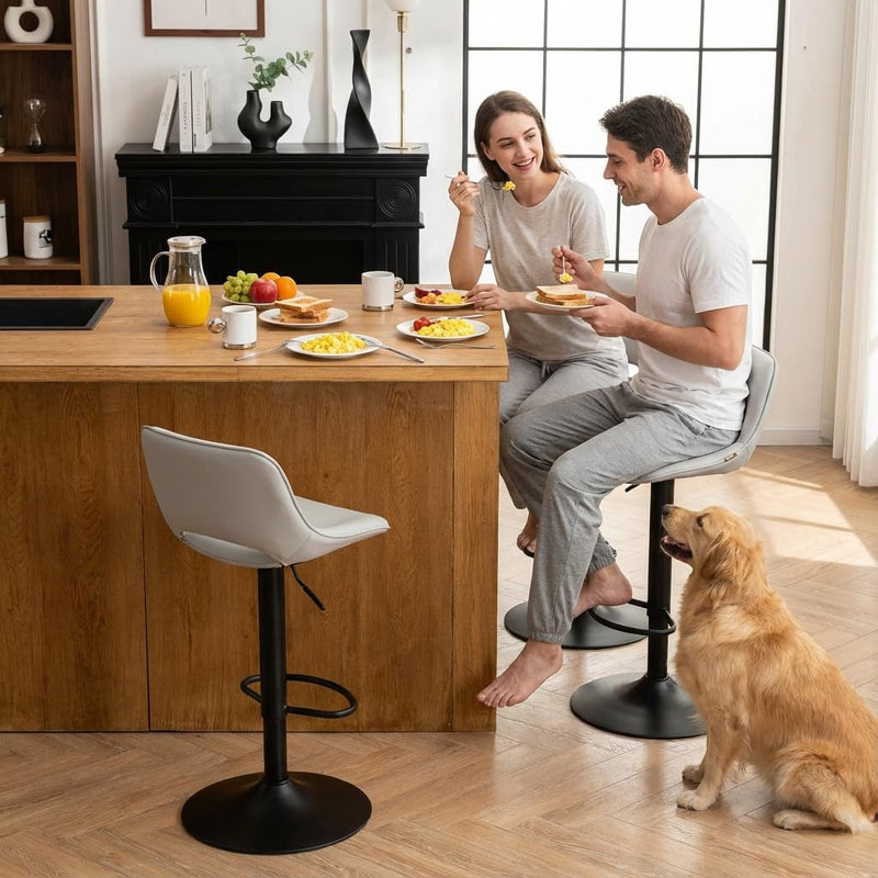 Modern Swivel Bar Stools Adjustable Counter Height (Set of 2)