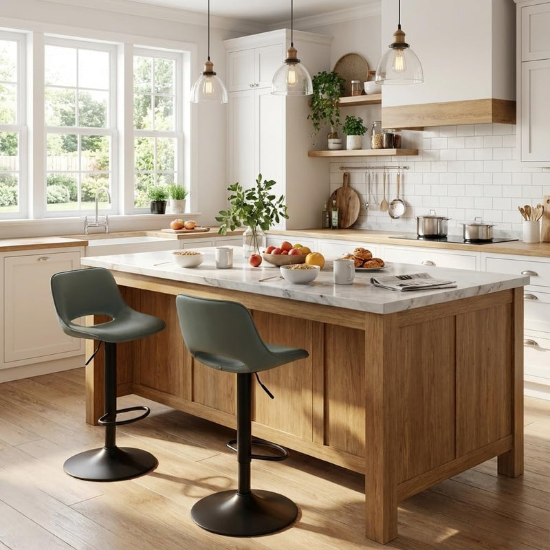 Modern Swivel Bar Stools Adjustable Counter Height (Set of 2)