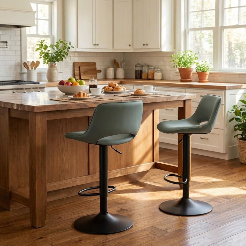 Modern Swivel Bar Stools Adjustable Counter Height (Set of 2)