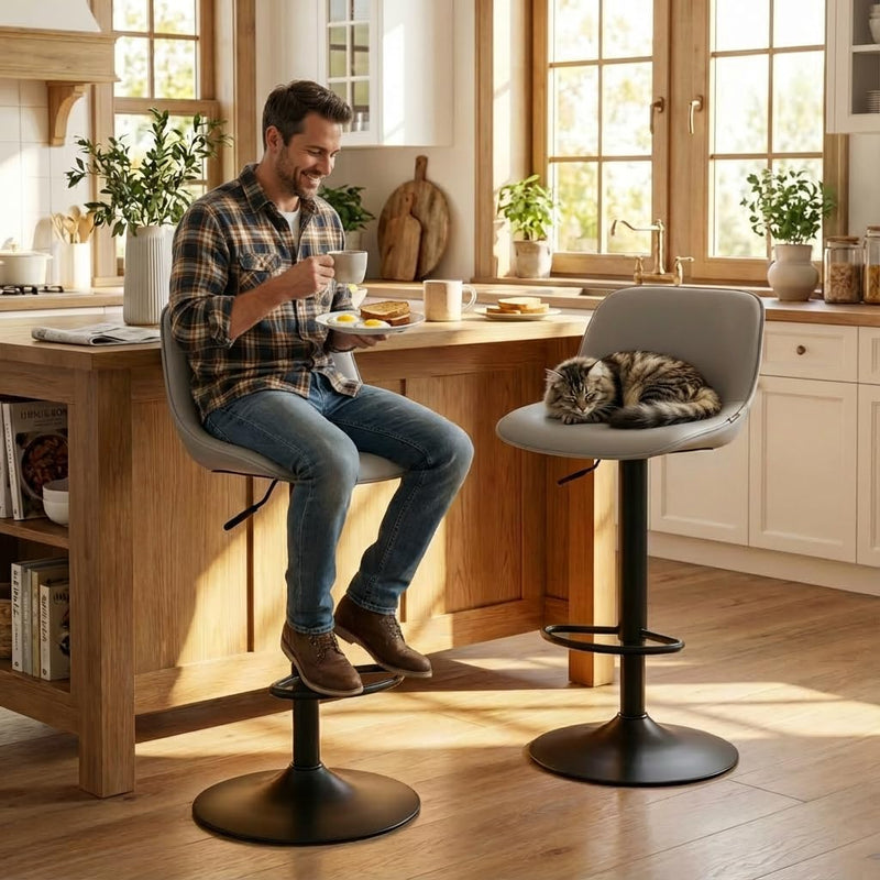 Modern Swivel Bar Stools Adjustable Counter Height (Set of 2)