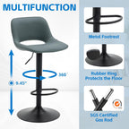 Modern Swivel Bar Stools Adjustable Counter Height (Set of 2)