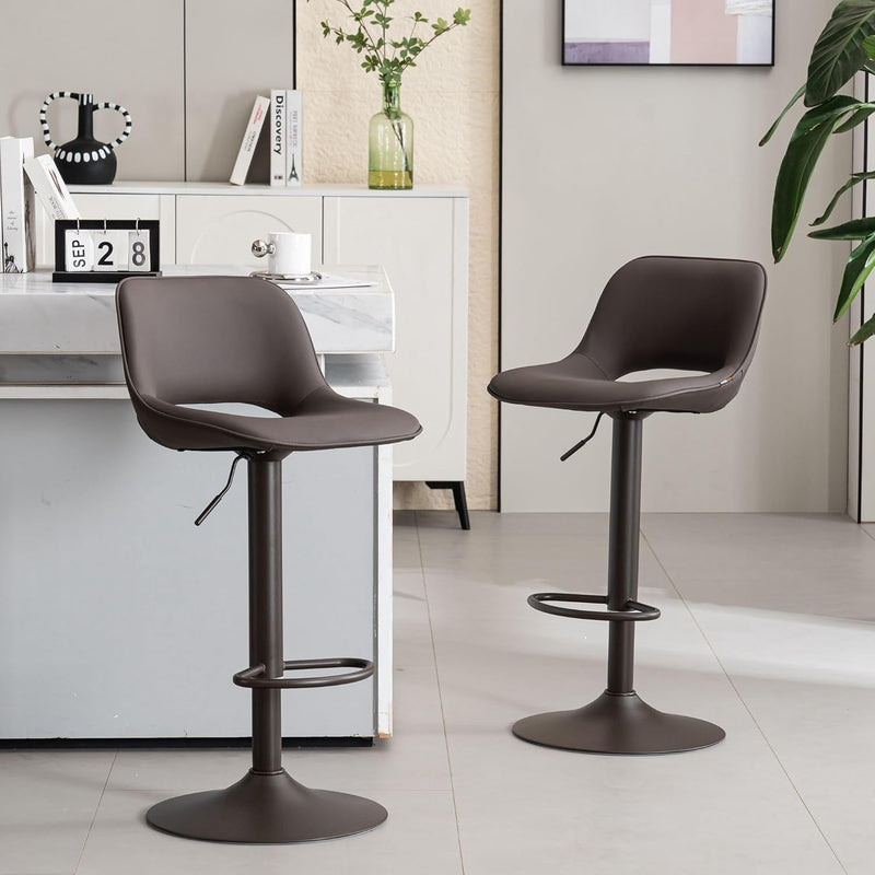 Modern Swivel Bar Stools Adjustable Counter Height (Set of 2)