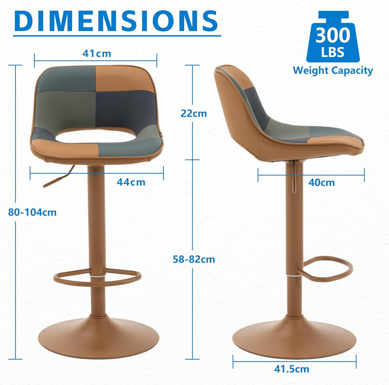 Modern Swivel Bar Stools Adjustable Counter Height (Set of 2)