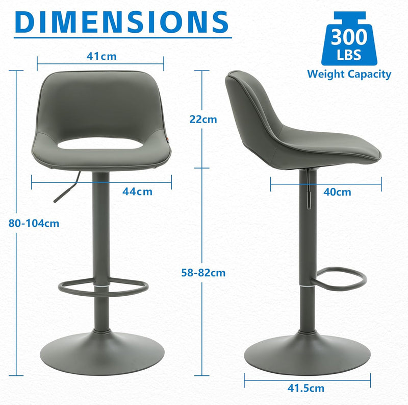 Modern Swivel Bar Stools Adjustable Counter Height (Set of 2)