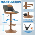 Modern Swivel Bar Stools Adjustable Counter Height (Set of 2)