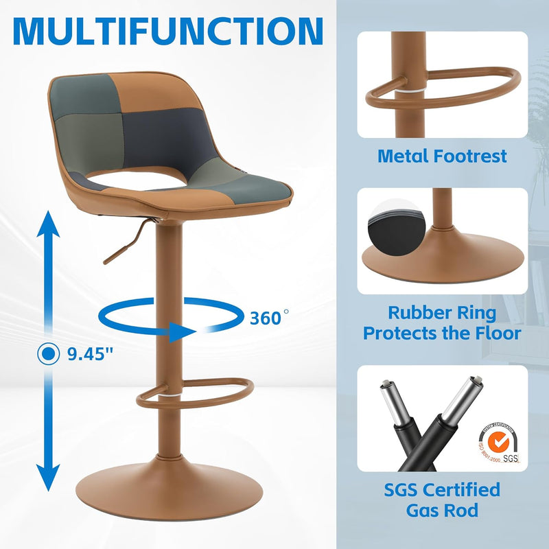 Modern Swivel Bar Stools Adjustable Counter Height (Set of 2)