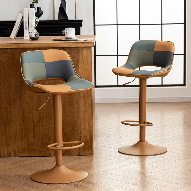 Modern Swivel Bar Stools Adjustable Counter Height (Set of 2)