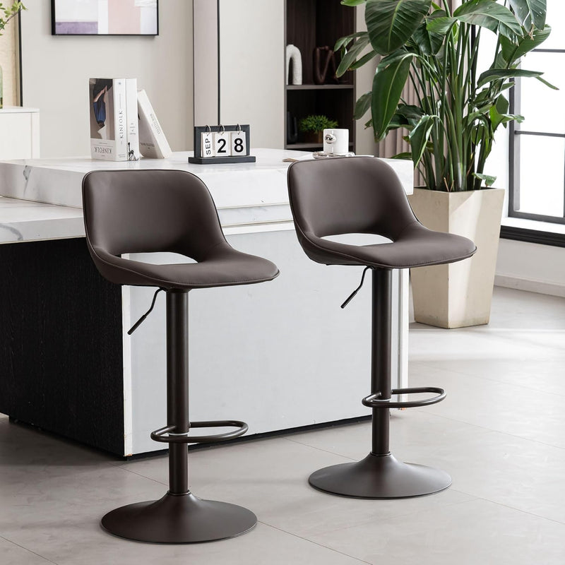 Modern Swivel Bar Stools Adjustable Counter Height (Set of 2)
