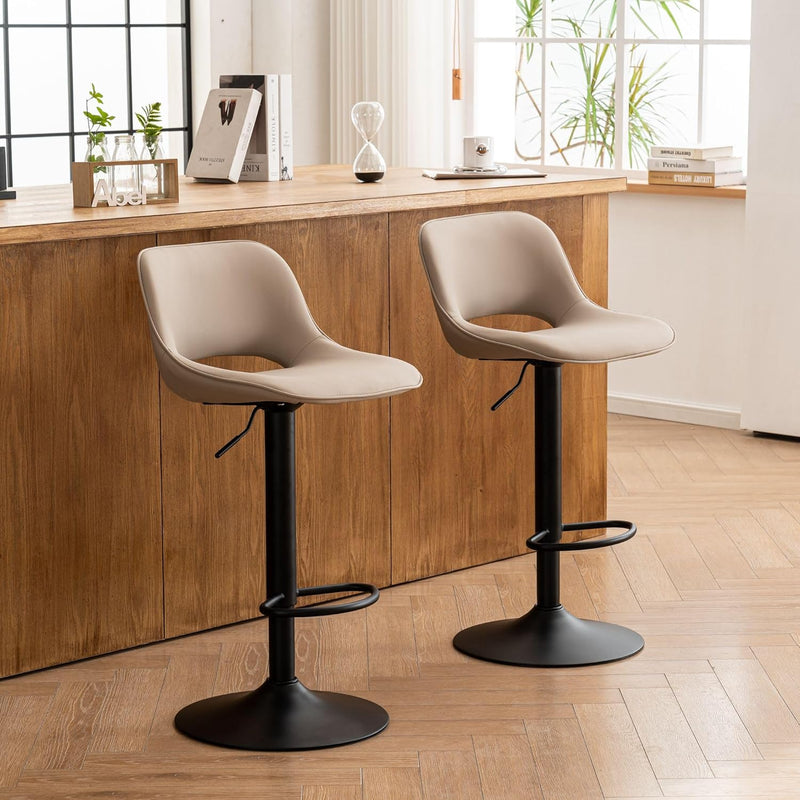 Modern Swivel Bar Stools Adjustable Counter Height (Set of 2)