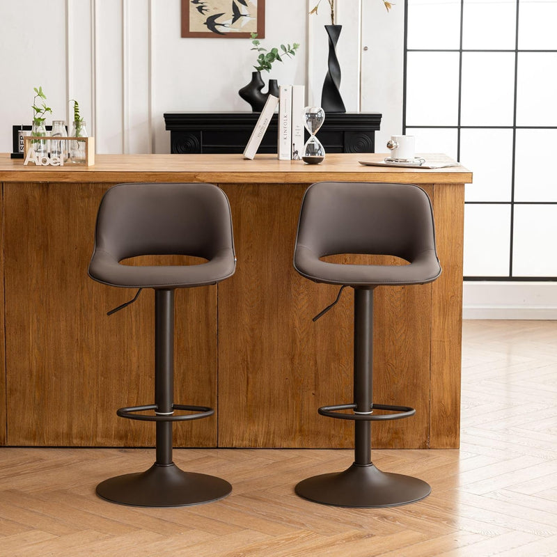 Modern Swivel Bar Stools Adjustable Counter Height (Set of 2)