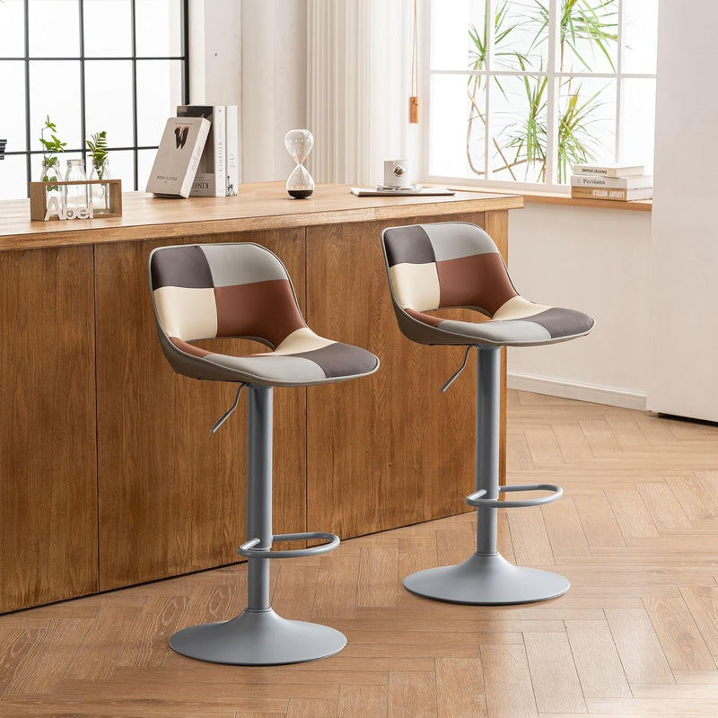 Modern Swivel Bar Stools Adjustable Counter Height (Set of 2)