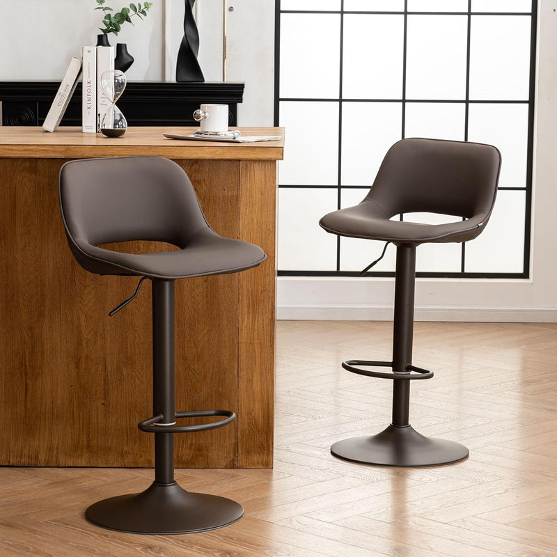 Modern Swivel Bar Stools Adjustable Counter Height (Set of 2)