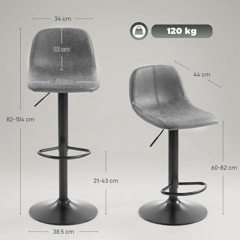 Bar Stools Modern Swivel Barstools Height Adjustable (Set of 2)
