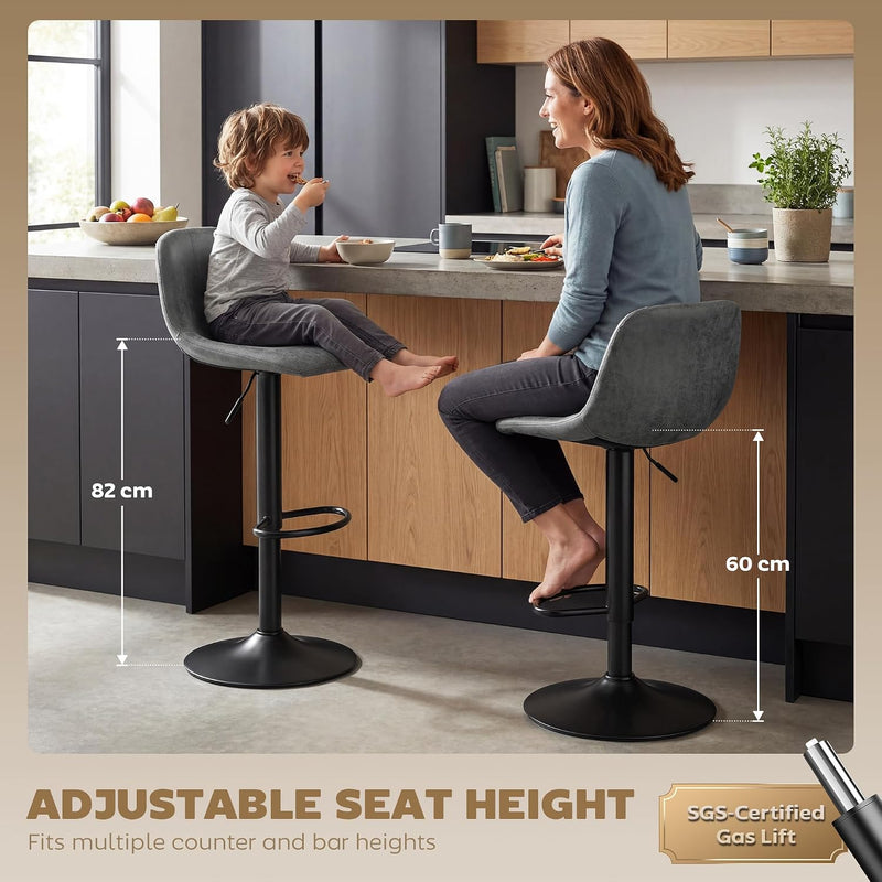 Bar Stools Modern Swivel Barstools Height Adjustable (Set of 2)