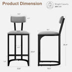 Bar Stools Modern Tall Barstools with Back (Set of 2)