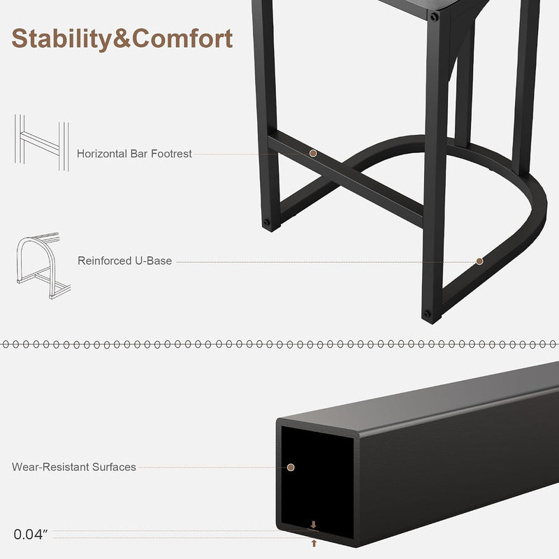 Bar Stools Modern Tall Barstools with Back (Set of 2)