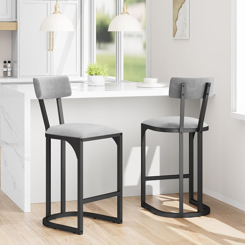 Bar Stools Modern Tall Barstools with Back (Set of 2)